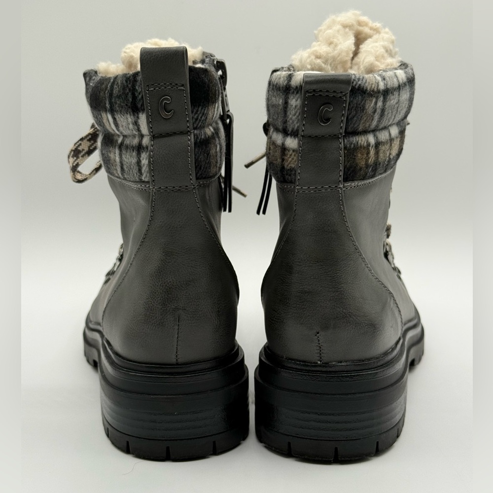 Circus by Sam Edelman Giselle Faux Fur Plaid Hiker Ankle Side Zip Boots  Size 9 - Picture 7 of 16